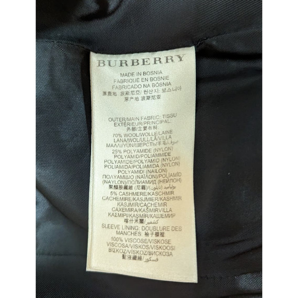 Burberry Brit Black Rushworth Wool Belted Trench Coat Lined 4 - Picture 7 of 7